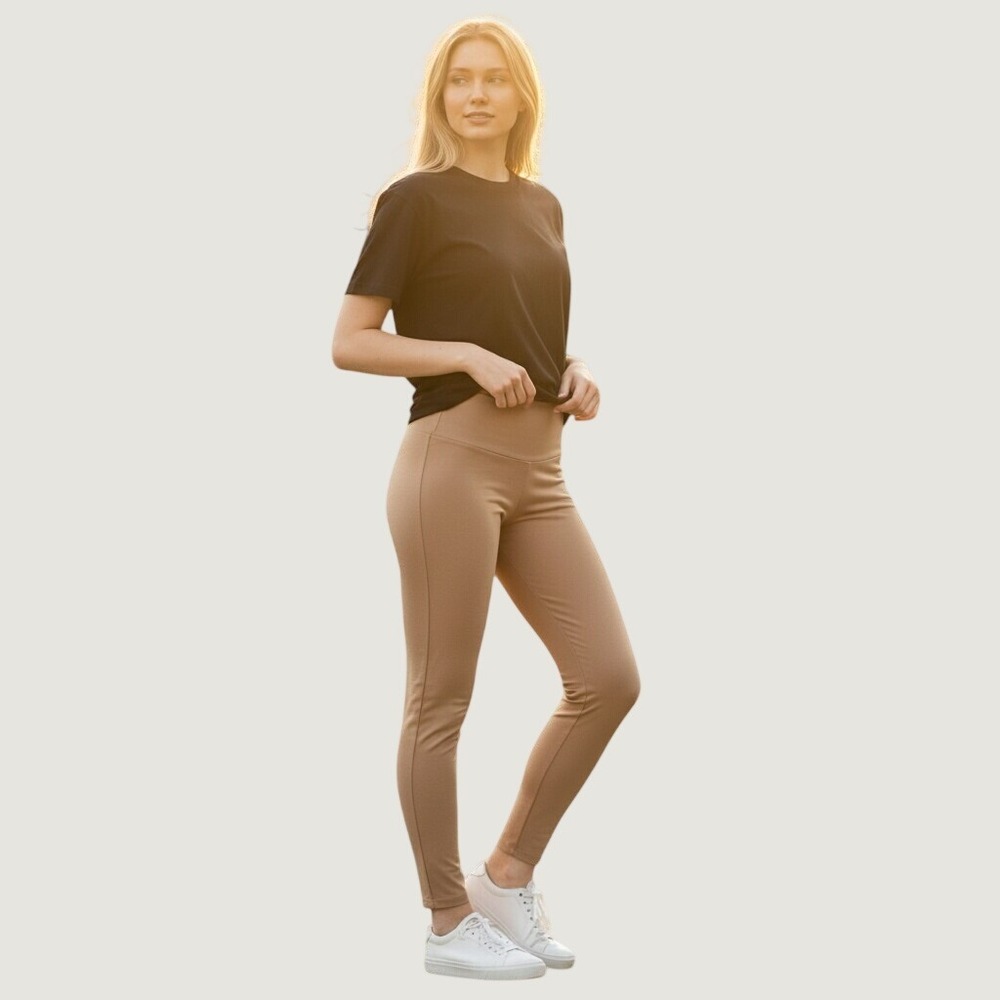 Just Cozy Earthy Leggings Women XS/S Tan  High Waisted Stretch Skinny Athleisure